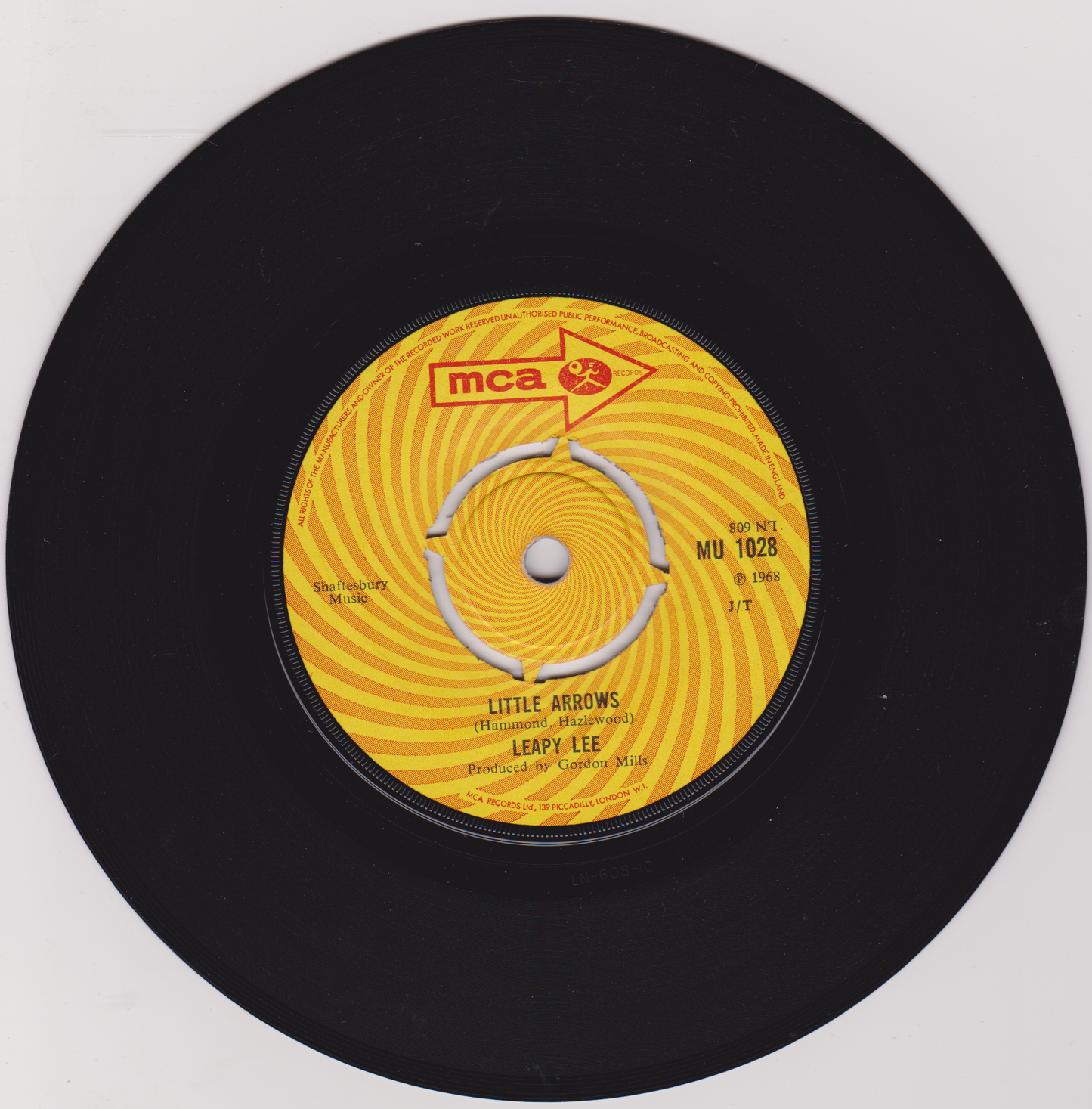 Leapy Lee ‎– Little Arrows (MCA 1968) 7" vinyl single VG/-