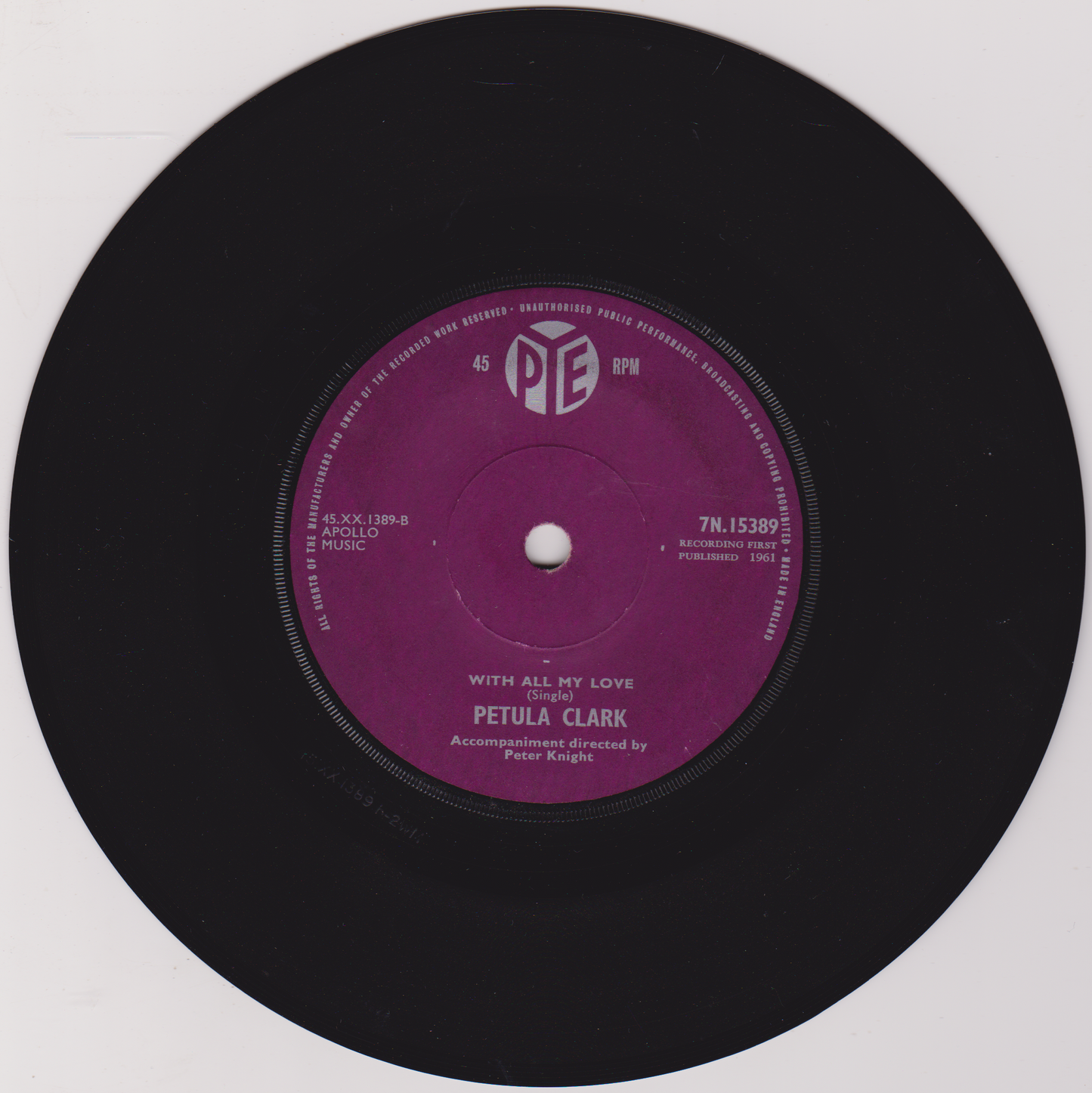 Petula Clark – My Friend The Sea (Pye, 1961) 7" vinyl single VG/-