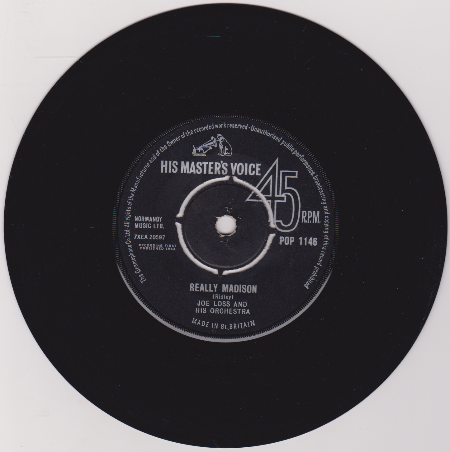 Joe Loss & His Orchestra ‎– Really Madison (HMV 1963) 7" vinyl single VG/-