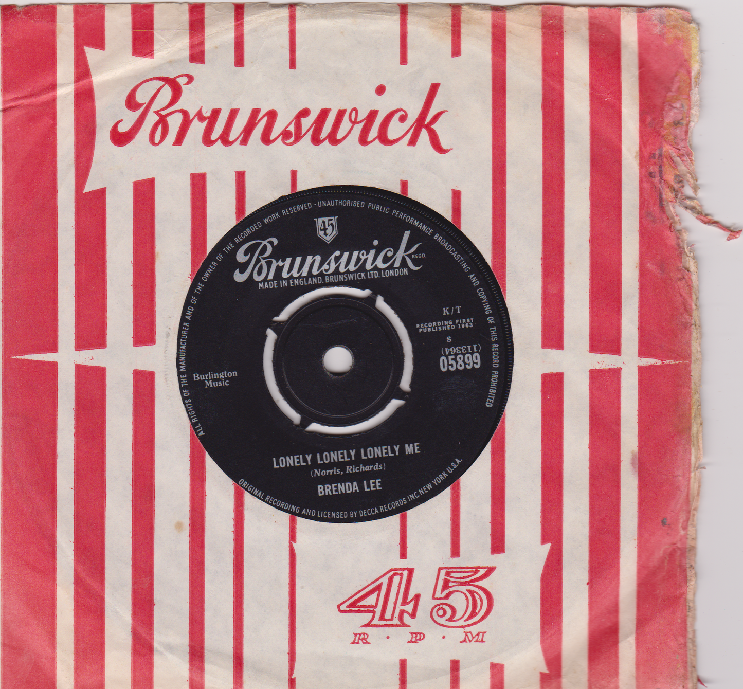 Brenda Lee ‎– As Usual (Brunswick 1963) 7" vinyl single G+/-