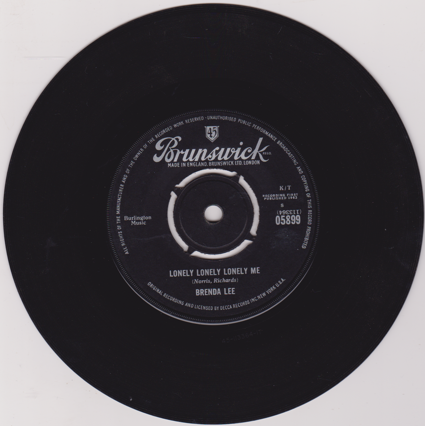 Brenda Lee ‎– As Usual (Brunswick 1963) 7" vinyl single G+/-