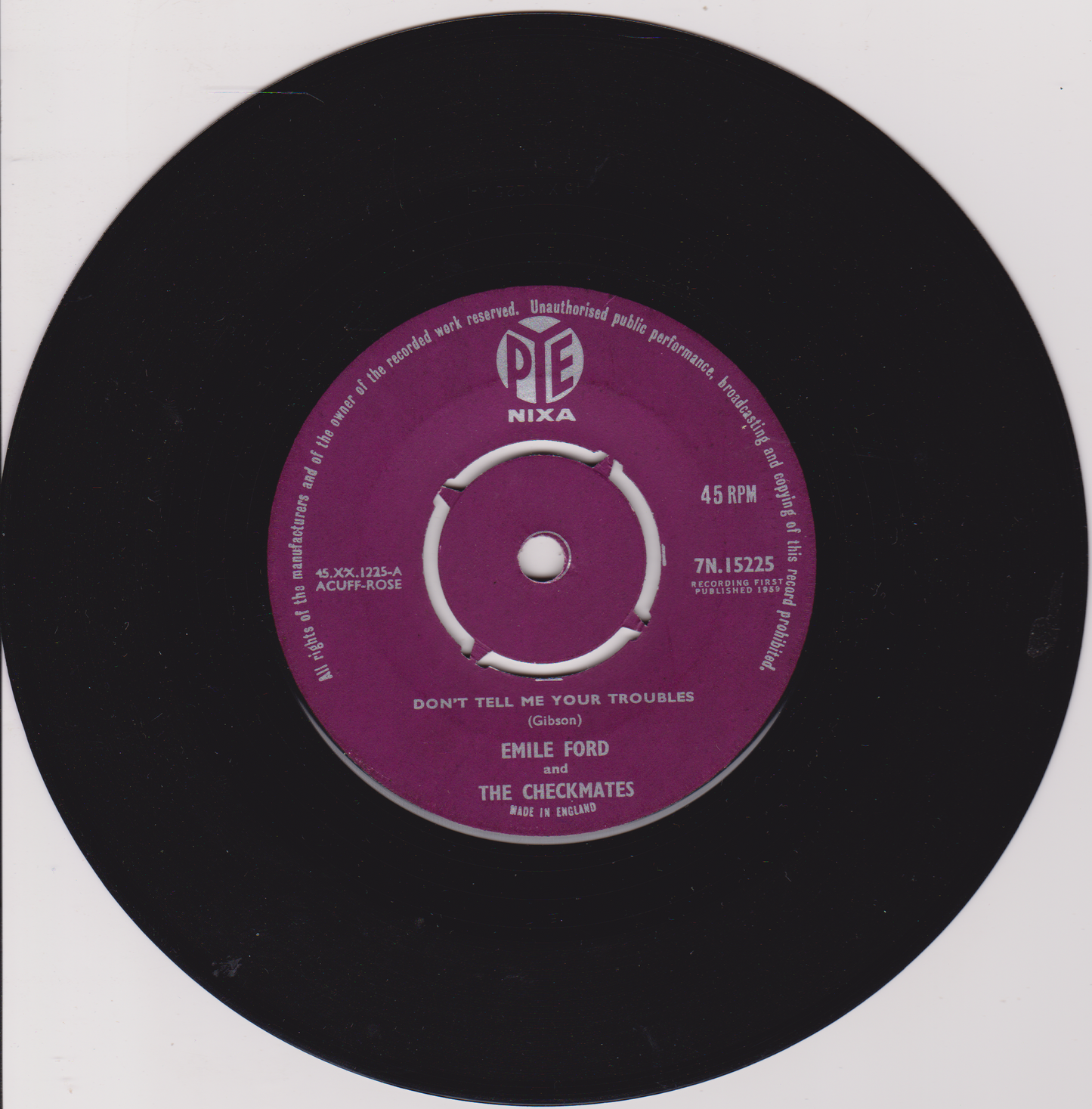 Emile Ford ‎– Don't Tell Me Your Troubles (Pye 1959) 7" vinyl single VG/VG