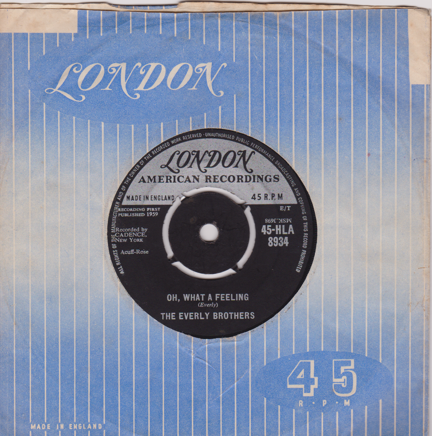 Everly Brothers - ('Til) I Kissed You (London 1959) 7" vinyl single VG/VG