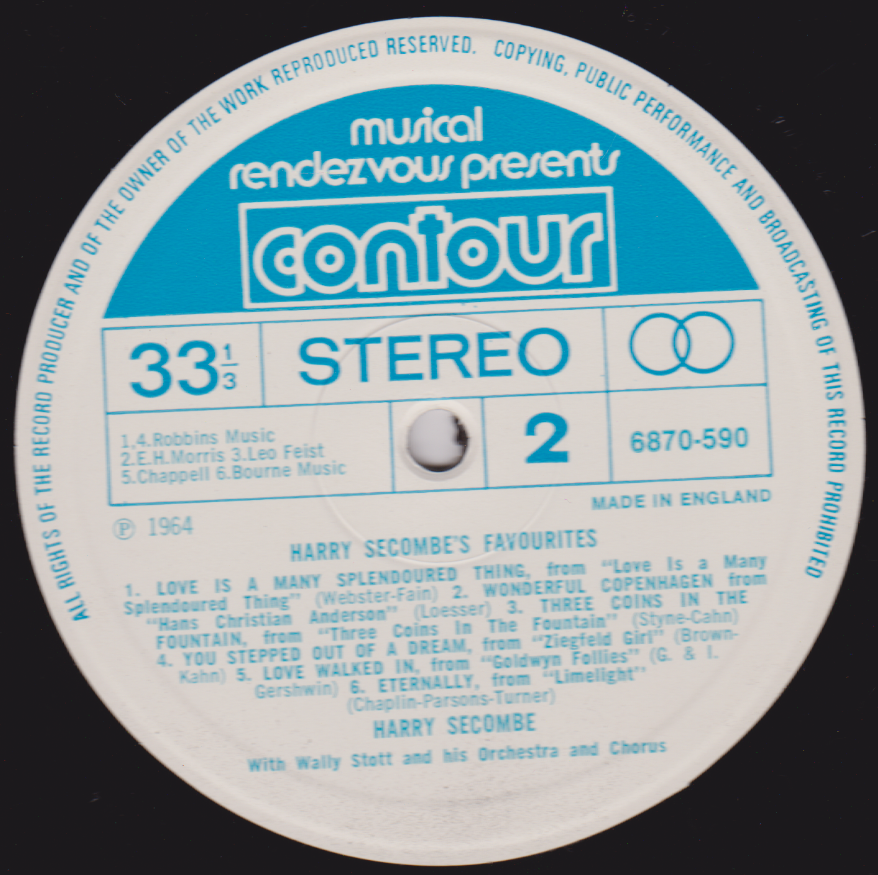 Harry Secombe – Favourites (Contour) 12" vinyl LP VG/VG