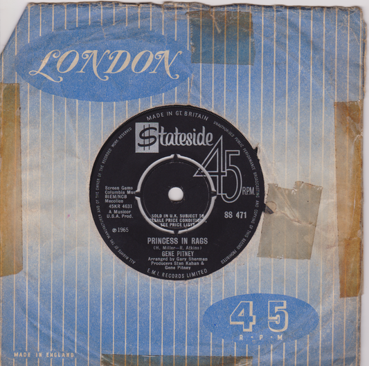 Gene Pitney – Princess In Rags (Stateside, 1965) 7" vinyl single VG/-