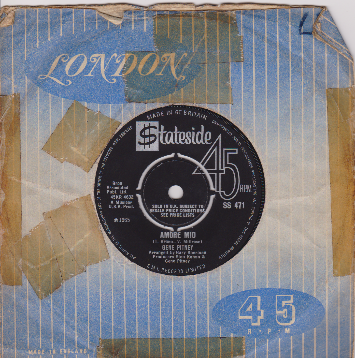 Gene Pitney – Princess In Rags (Stateside, 1965) 7" vinyl single VG/-