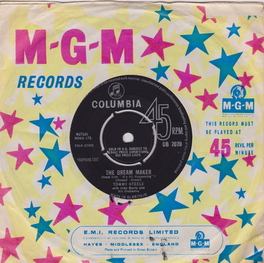 Tommy Steele With John Barry And His Orchestra ‎– The Dream Maker (Columbia 1963) 7" vinyl single VG/-