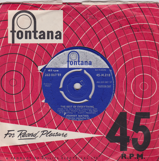 Johnny Mathis ‎– The Best Of Everything (Fontana 1959) 7" vinyl single VG/VG