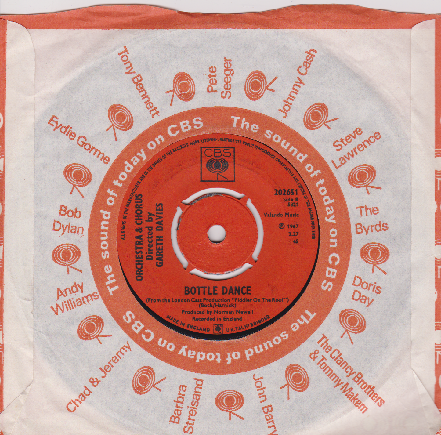 Topol ‎– If I Were A Rich Man (CBS 1967) 7" vinyl single VG/VG