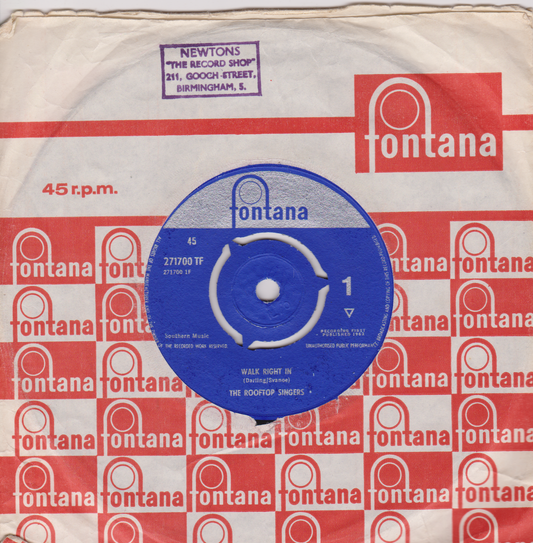 The Rooftop Singers - Walk Right In (Fontana 1962) 7" vinyl single VG/VG
