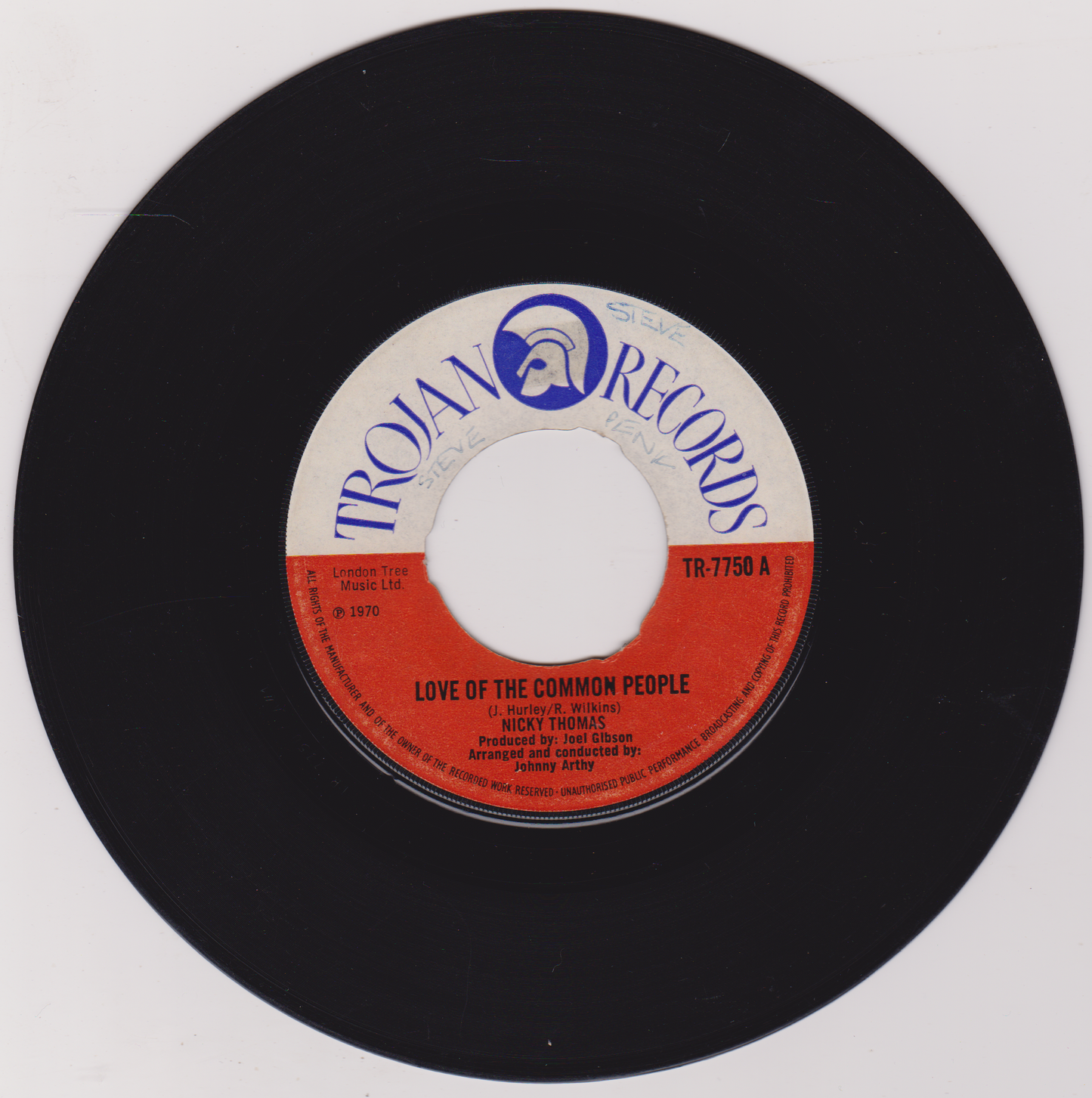Nicky Thomas - Love Of The Common People (Trojan 1970) 7" vinyl single G+/- jukebox