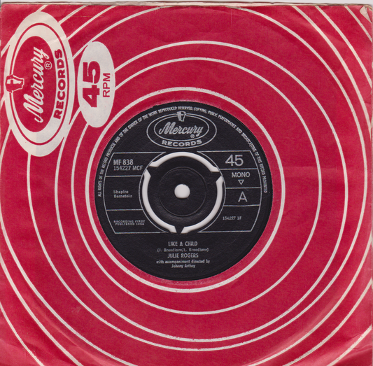 Julie Rogers ‎– Like A Child (Mercury 1964) 7" vinyl single VG/VG