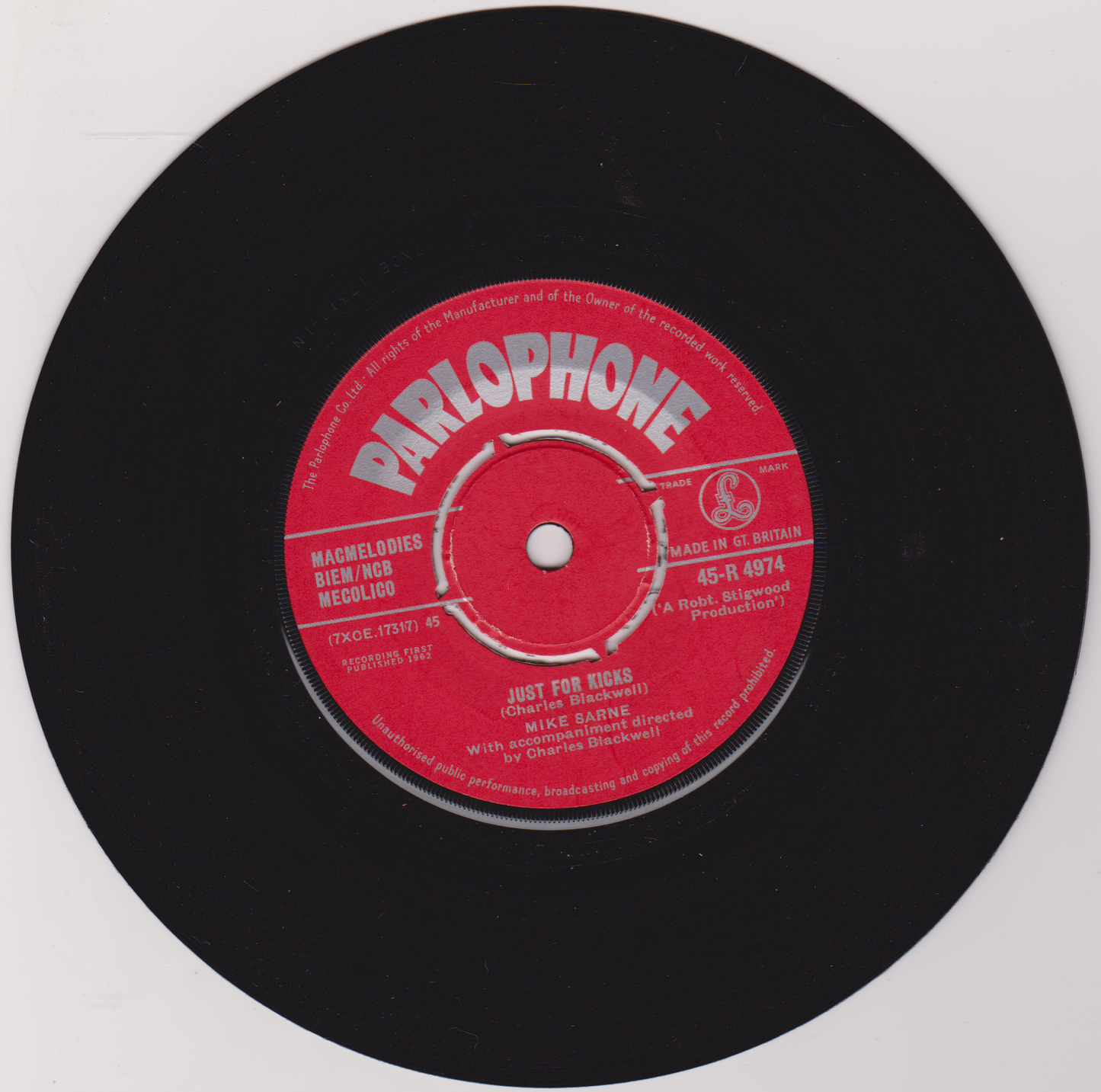 Mike Sarne ‎– Just For Kicks (Parlophone 1962) 7" vinyl single VG/-