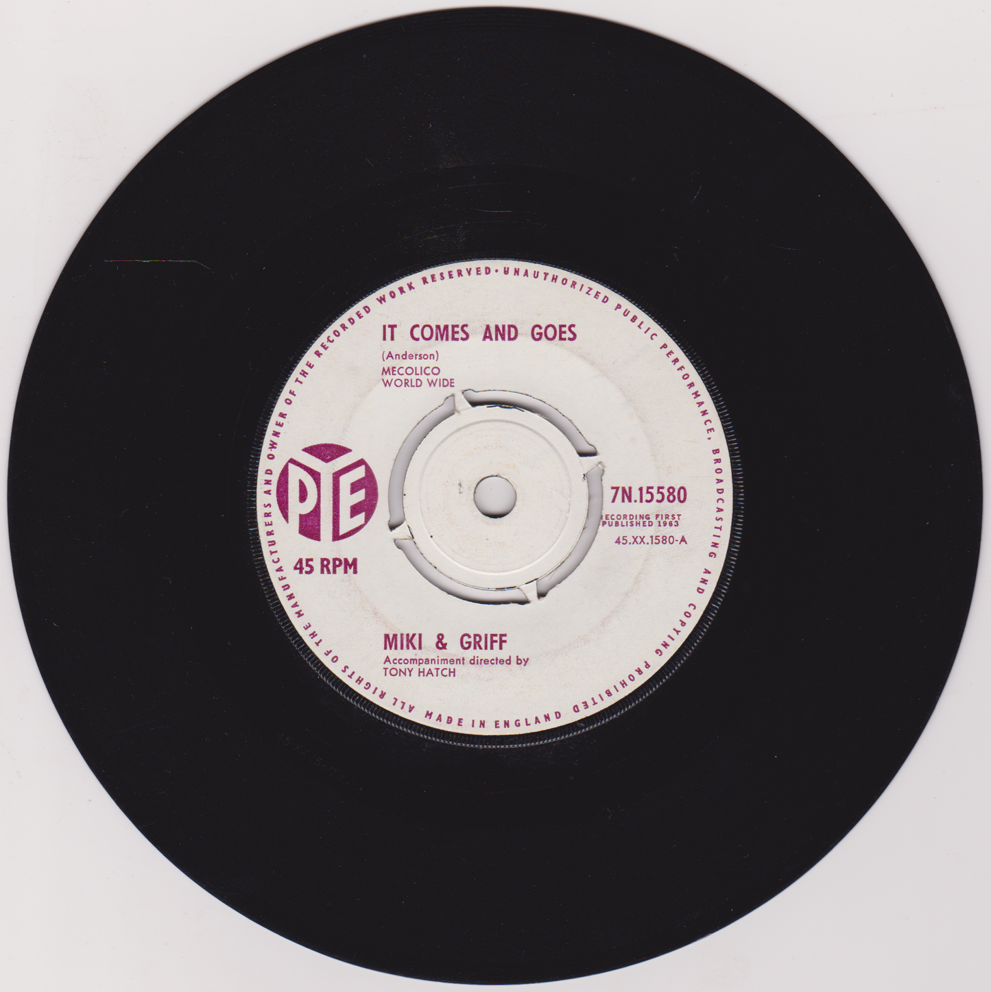 Miki And Griff - It Comes And Goes (Pye 1963) 7" vinyl single VG/VG