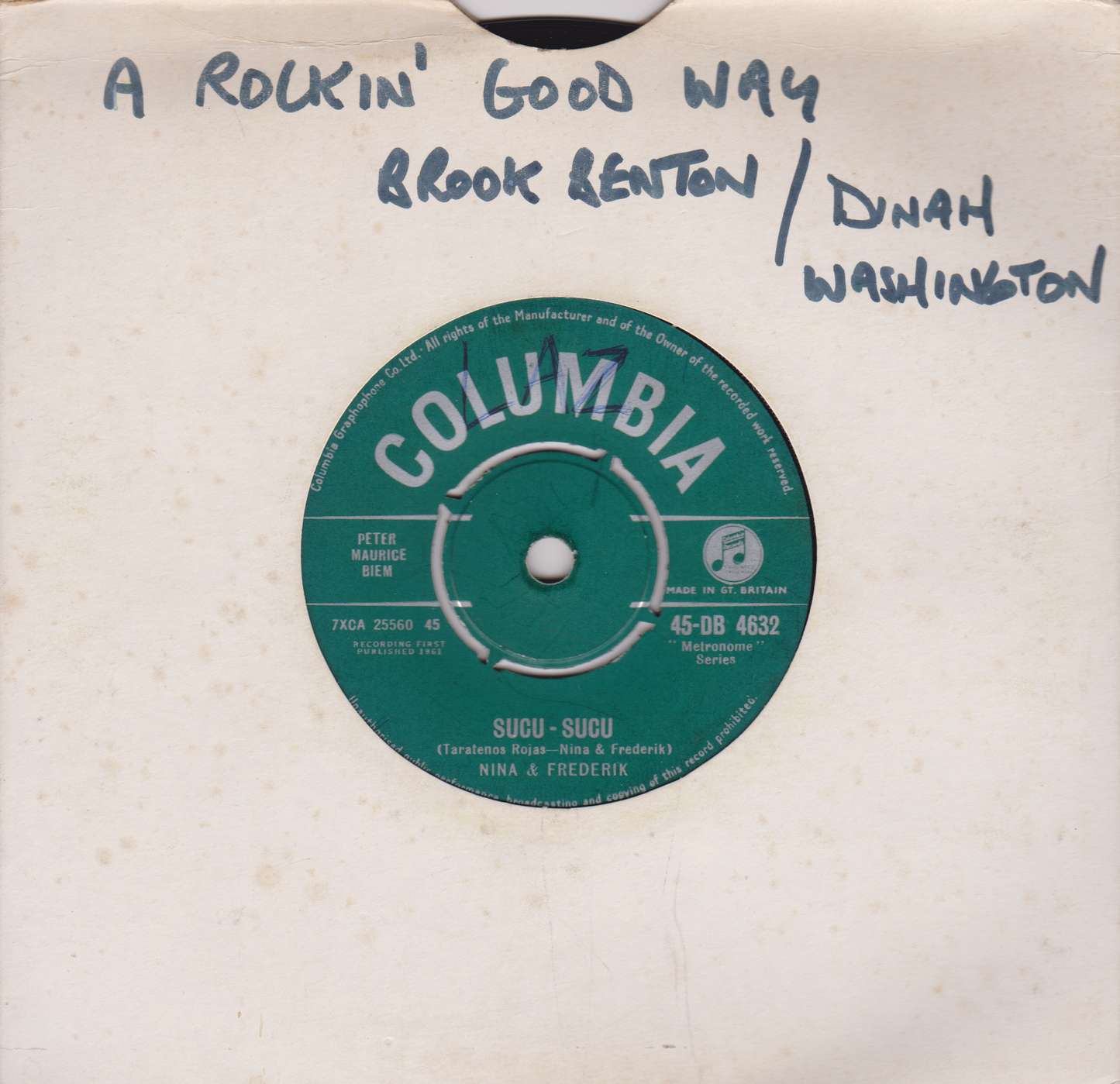 Nina & Frederik – Sucu - Sucu (Columbia 1961) 7" vinyl single VG/-