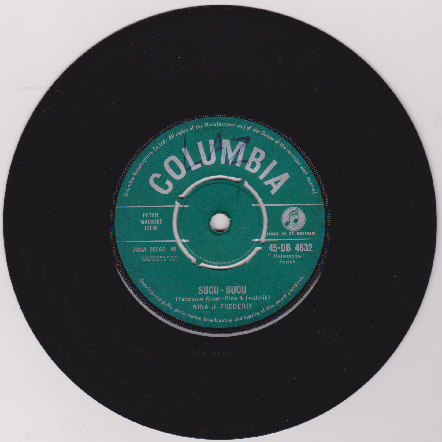 Nina & Frederik – Sucu - Sucu (Columbia 1961) 7" vinyl single VG/-