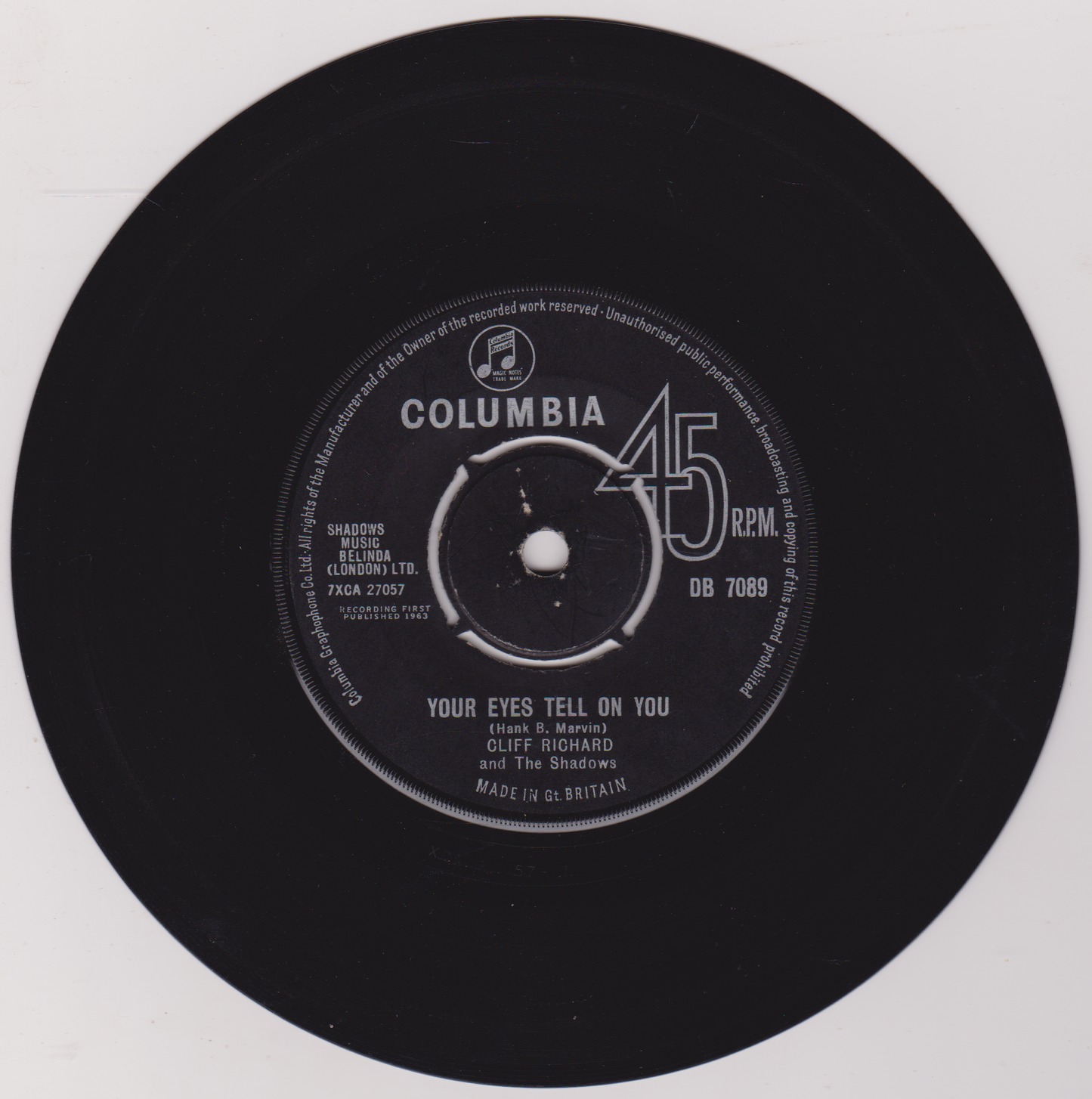 Cliff Richard And The Shadows ‎– It's All In The Game (Columbia 1963) 7" vinyl single VG/-
