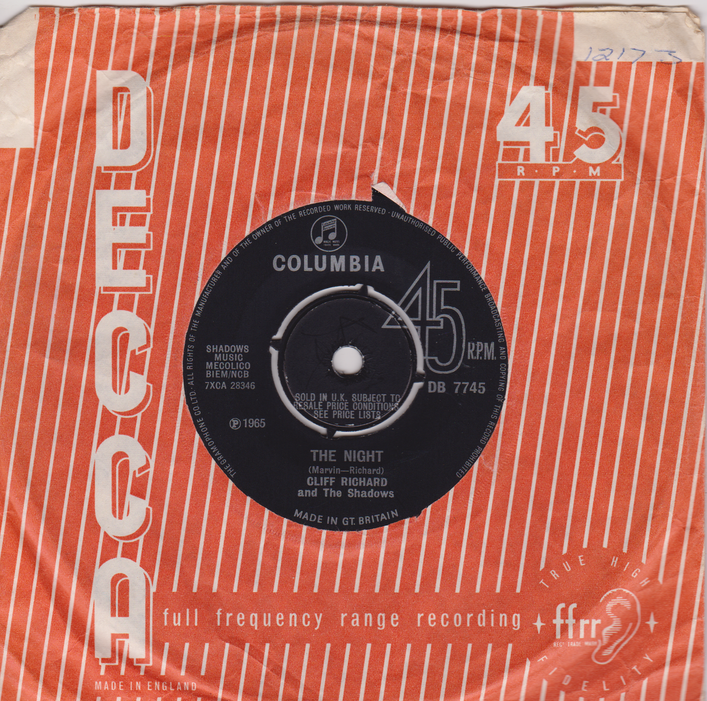 Cliff Richard And The Shadows ‎– Wind Me Up (Let Me Go) (Columbia 1965) 7" vinyl single VG/-