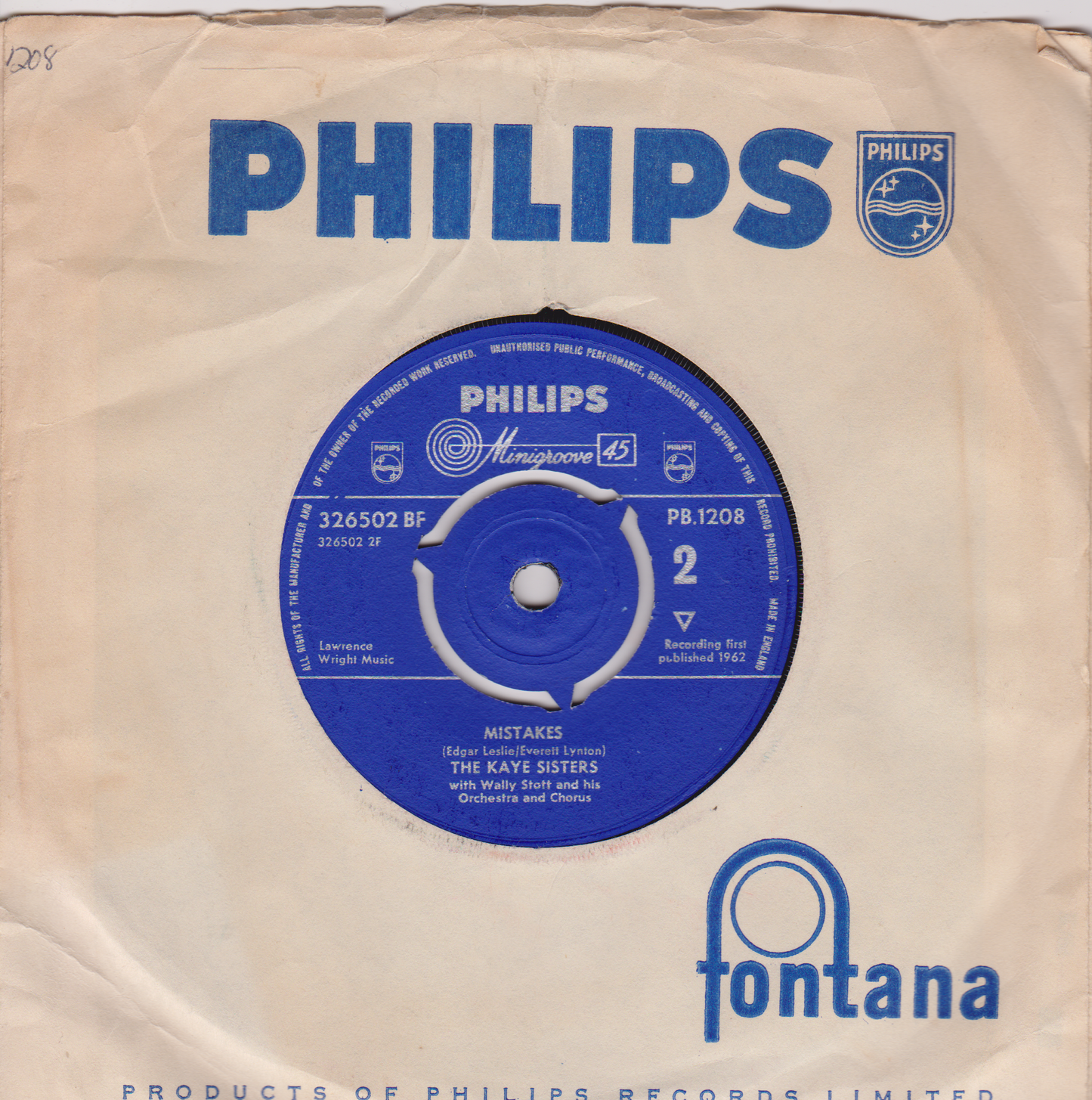The Kaye Sisters – If Only Tomorrow (Could Be Like Today) (Philips 1962) 7" vinyl single VG/VG