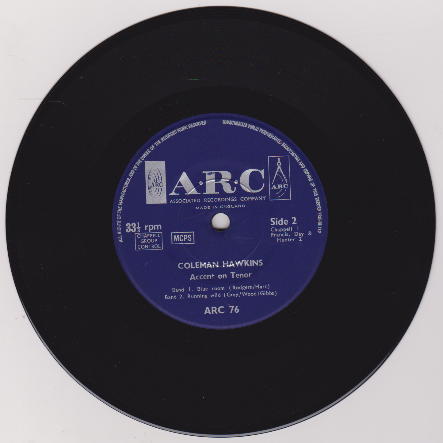 Coleman Hawkins – Accent On Tenor (ARC 1965) 7" vinyl EP VG/VG 33rpm