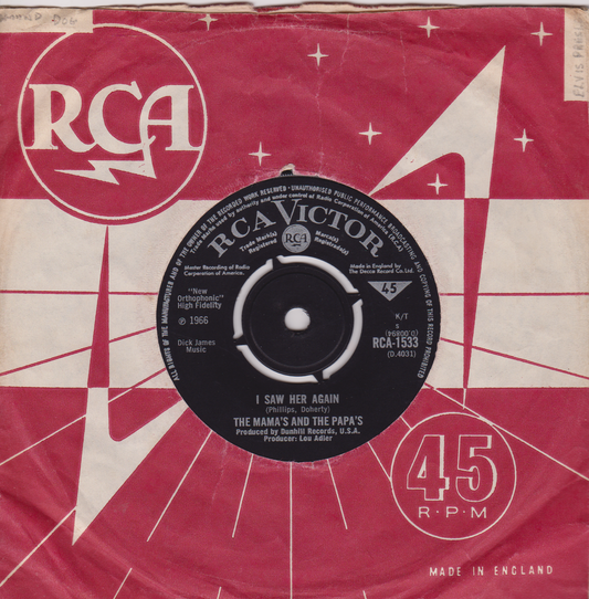 The Mama's And The Papa's ‎– I Saw Her Again (RCA 1966) 7" vinyl single VG/VG