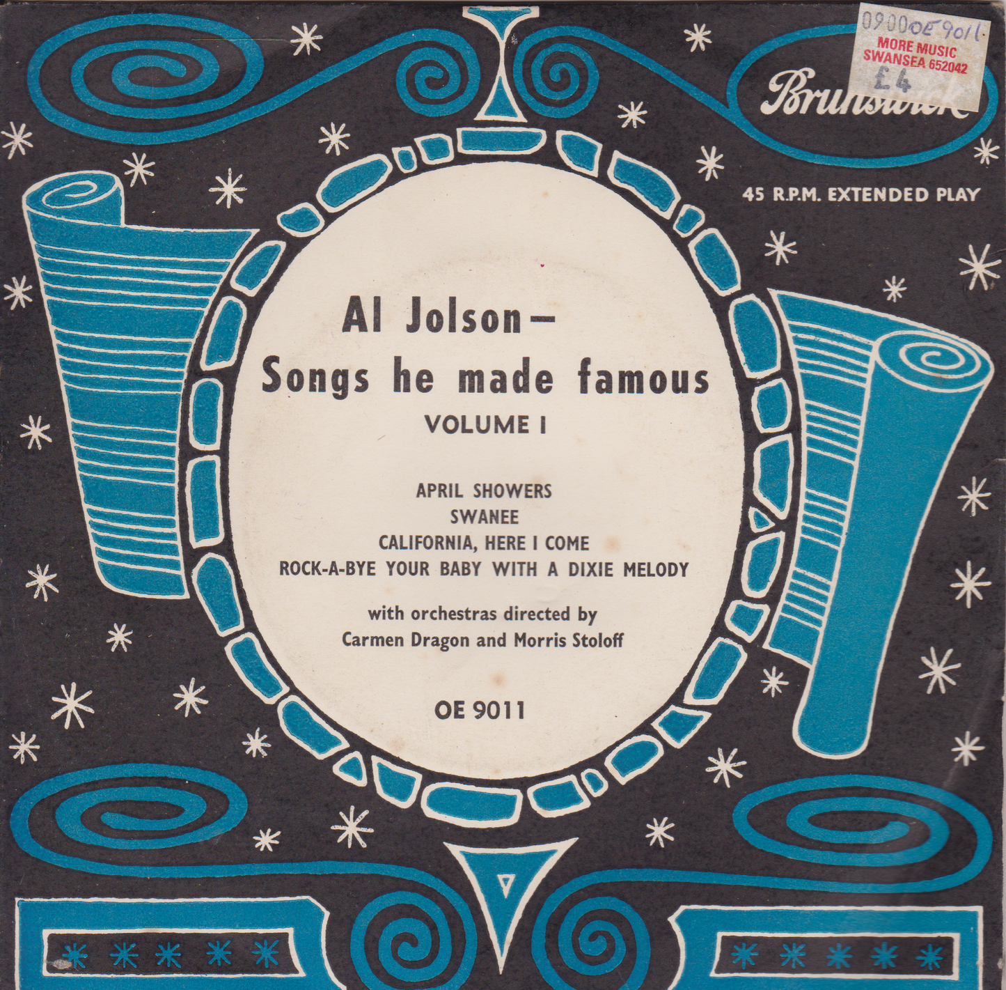 Al Jolson – Songs He Made Famous Volume 1 (Brunswick 1956) 7" vinyl EP VG/VG jukebox