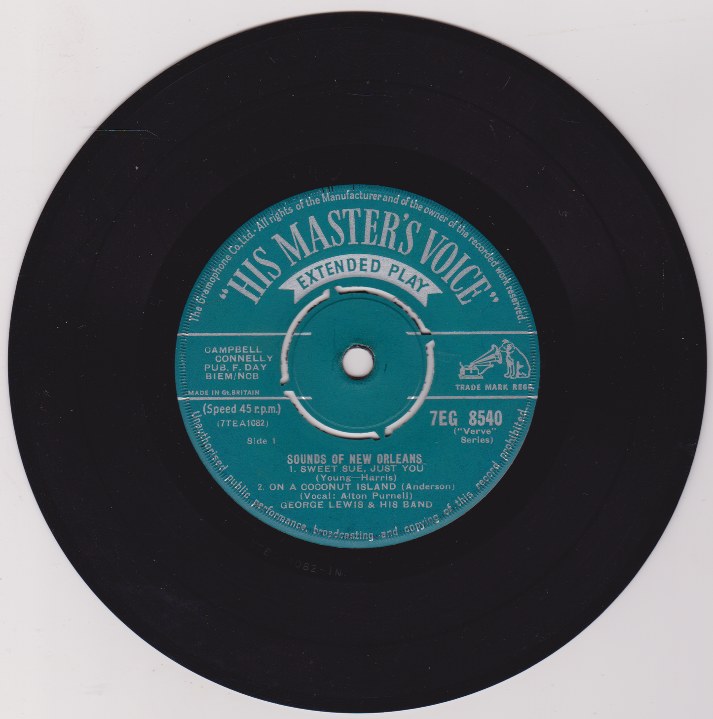 George Lewis And His Band ‎– Sounds Of New Orleans (HMV 1959) 7" vinyl EP VG/G+