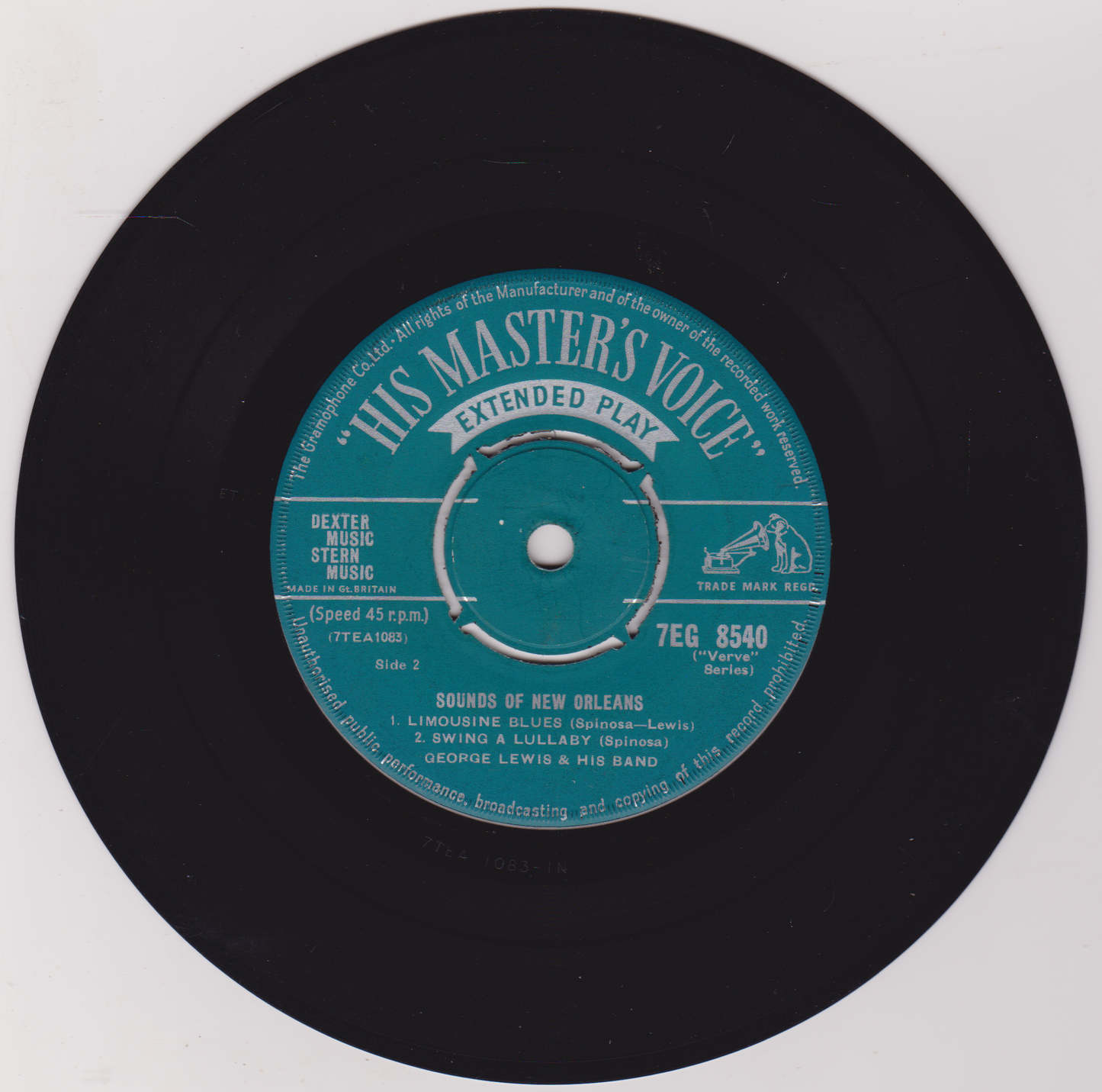 George Lewis And His Band ‎– Sounds Of New Orleans (HMV 1959) 7" vinyl EP VG/G+