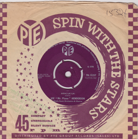 Joe "Mr Piano" Henderson, Wally Stott Orchestra & Chorus  ‎– Ooh! La! La! 7" vinyl single VG/VG