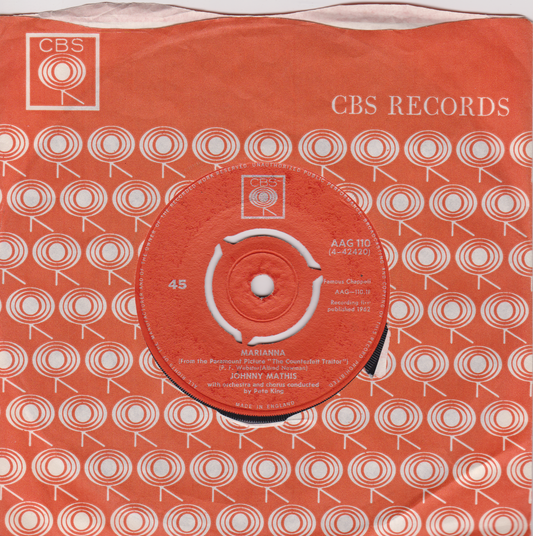 Johnny Mathis ‎– Marianna (CBS 1962) 7" vinyl single VG/VG