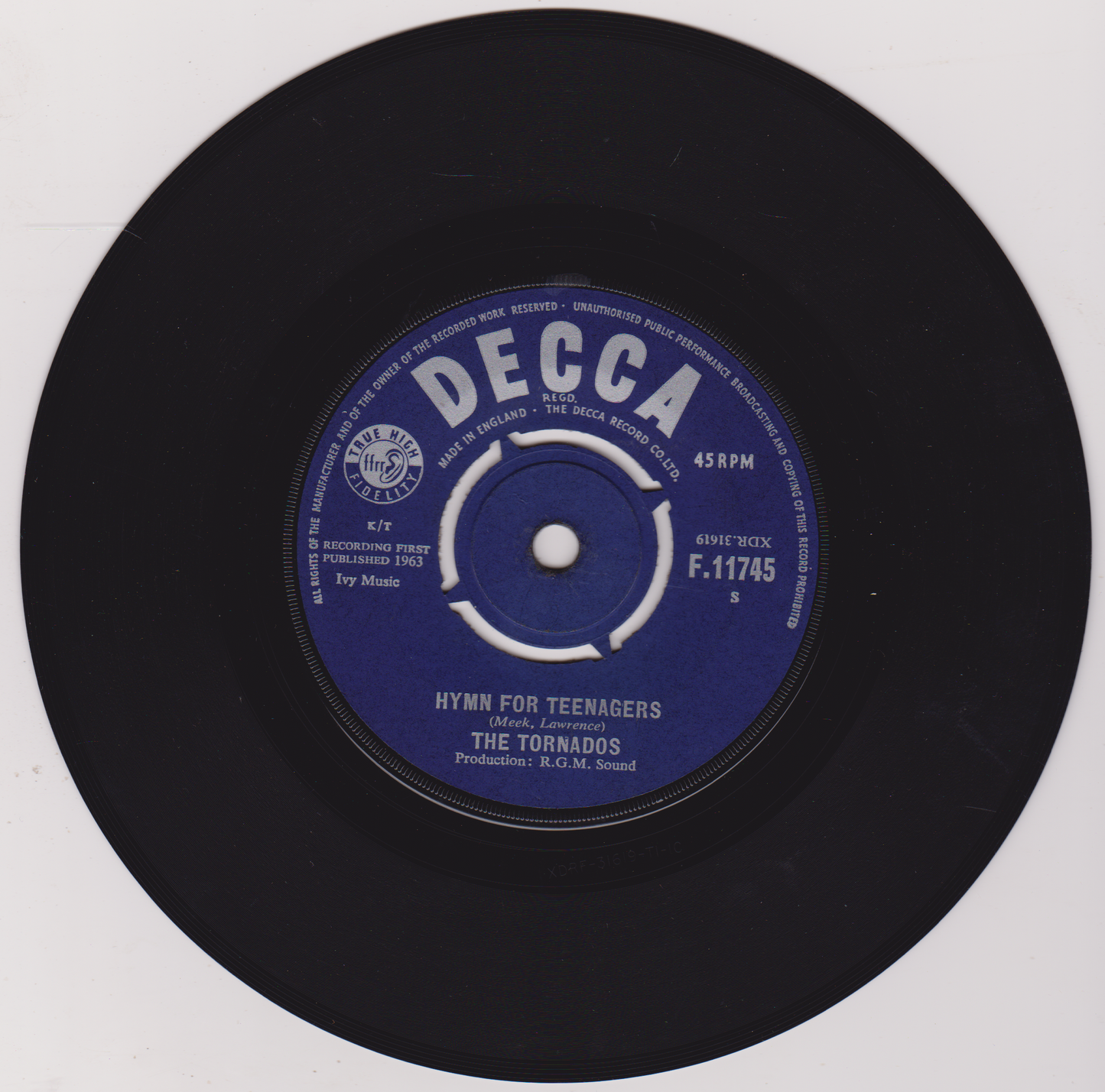 The Tornados ‎– Dragonfly (Decca 1963) 7" vinyl single VG/VG