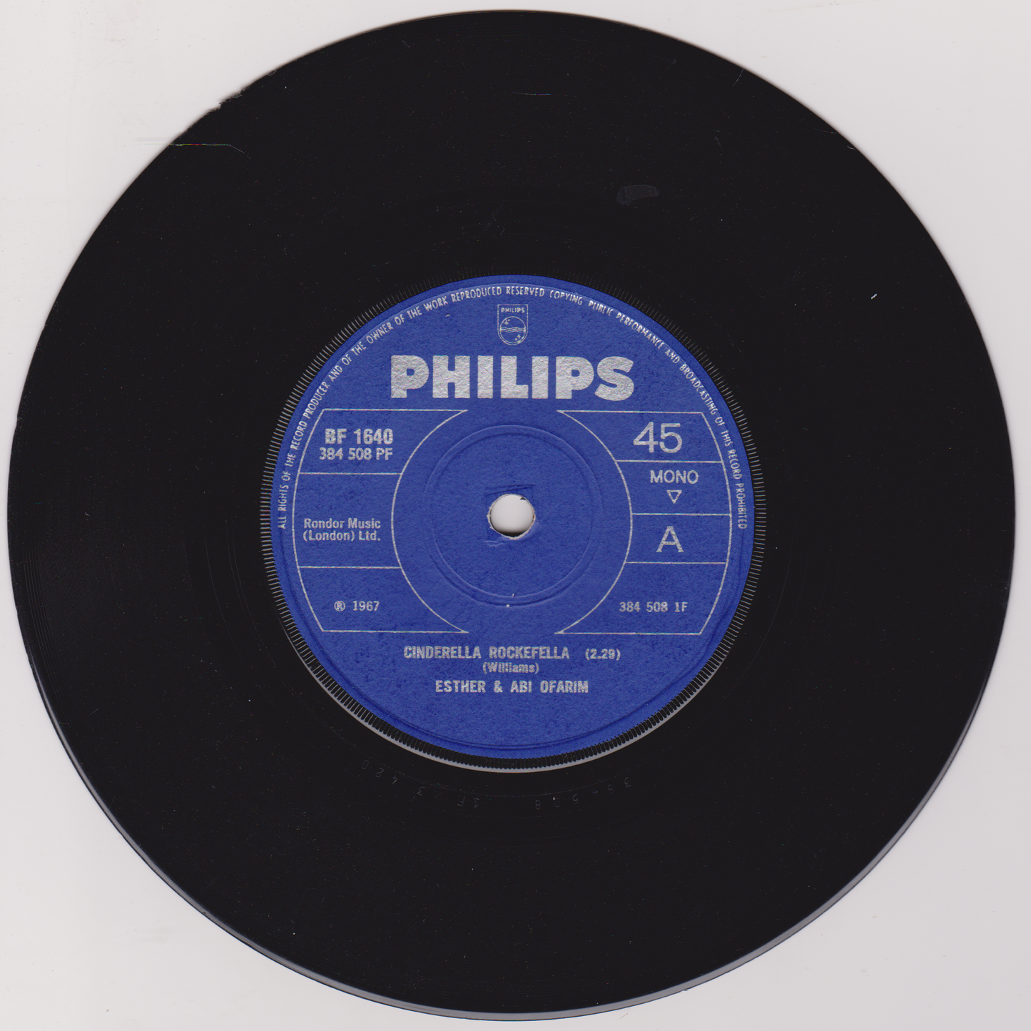 Esther & Abi Ofarim ‎– Cinderella Rockefella (Philips 1968) 7" vinyl single VG/G
