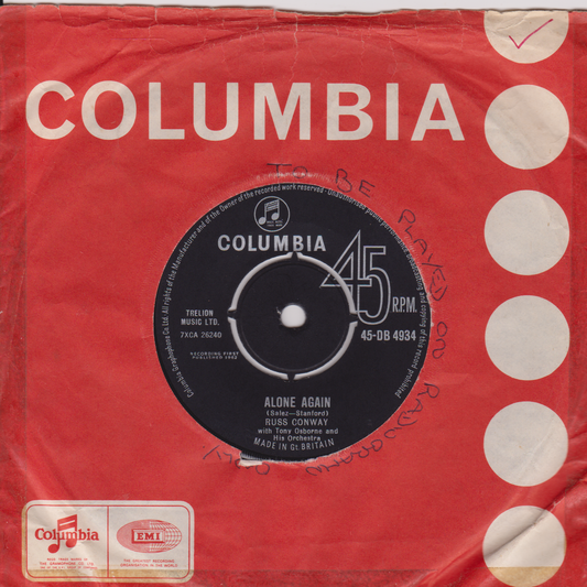 Russ Conway – Alone Again (Columbia, 1963) 7" vinyl VG/VG