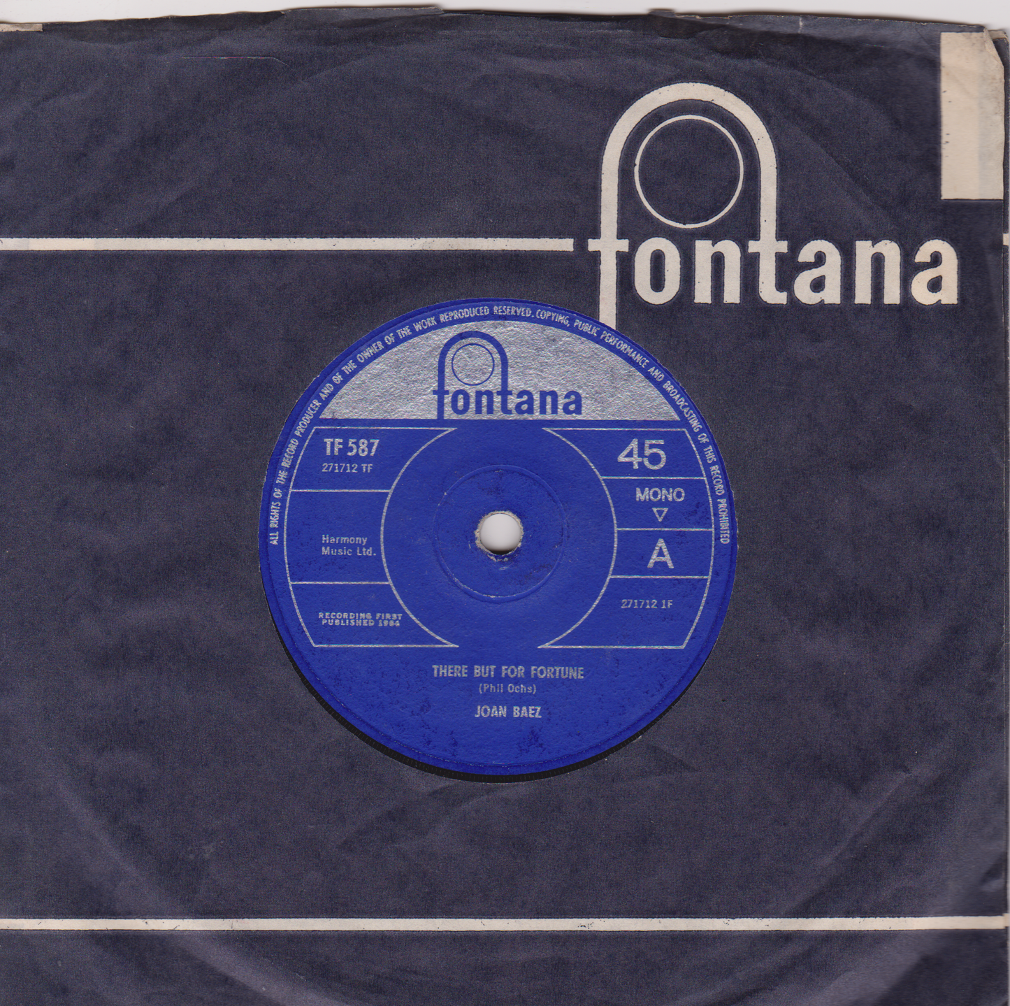 Joan Baez ‎– There But For Fortune (Fontana 1965) 7" vinyl single VG/VG