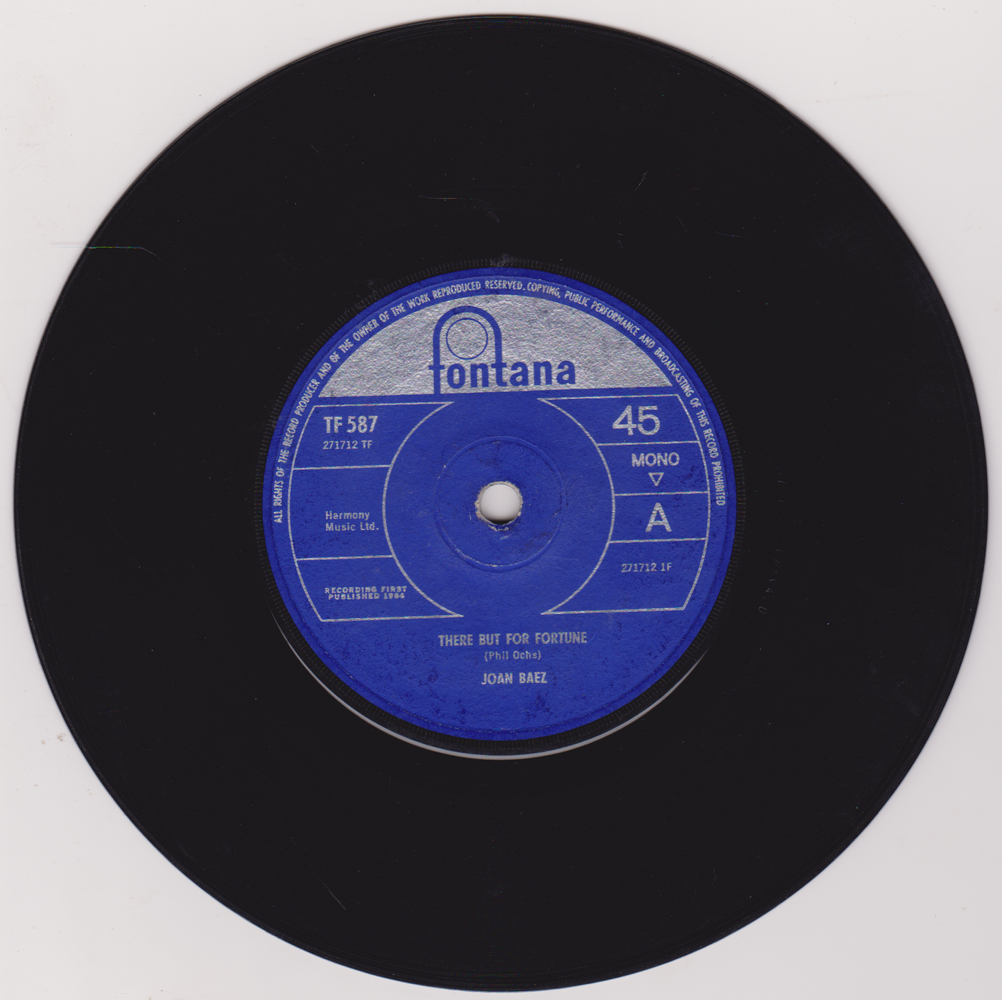 Joan Baez ‎– There But For Fortune (Fontana 1965) 7" vinyl single VG/VG