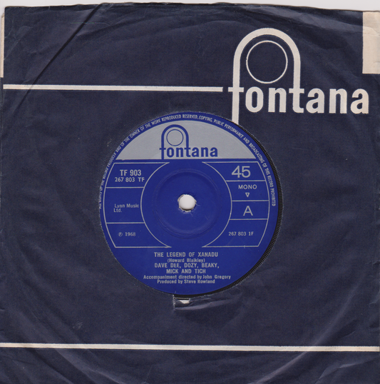 Dave Dee, Dozy, Beaky, Mick & Tich ‎– The Legend Of Xanadu (Fontana 1968) 7" vinyl single VG/VG