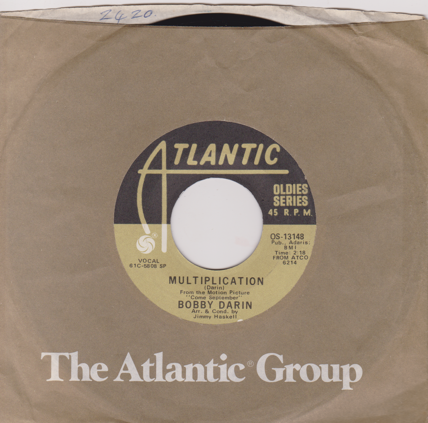 Bobby Darin ‎– Multiplication (Atlantic) 7" vinyl single VG/VG US jukebox