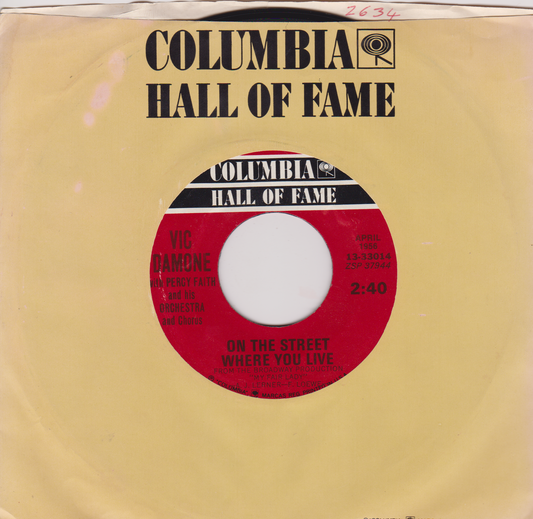 Vic Damone ‎– On The Street Where You Live (Columbia) 7" vinyl US single VG/- jukebox