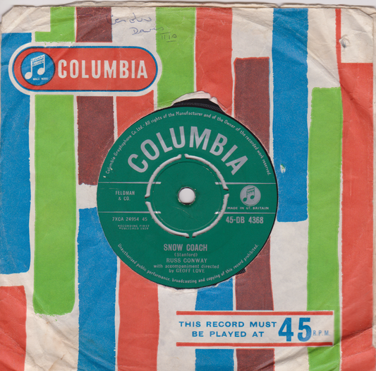 Russ Conway – Snow Coach (Columbia, 1959) 7" vinyl VG/-
