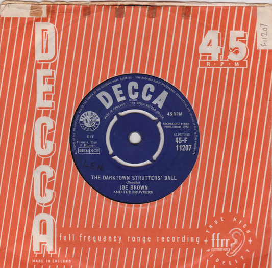Joe Brown And The Bruvvers ‎– The Darktown Strutters' Ball (Decca 1960) 7" vinyl single VG/VG