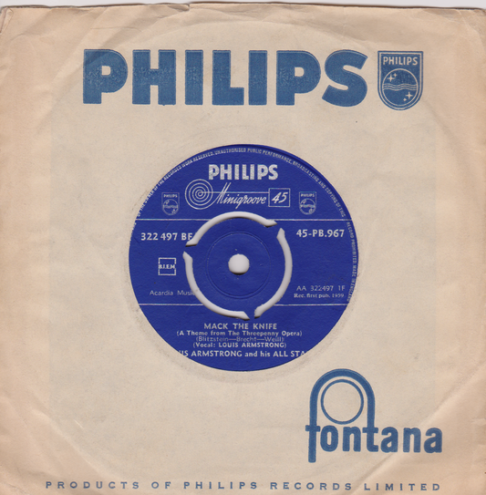 Louis Armstrong And His All Stars – Mack The Knife (Philips 1959) 7" vinyl single VG/VG