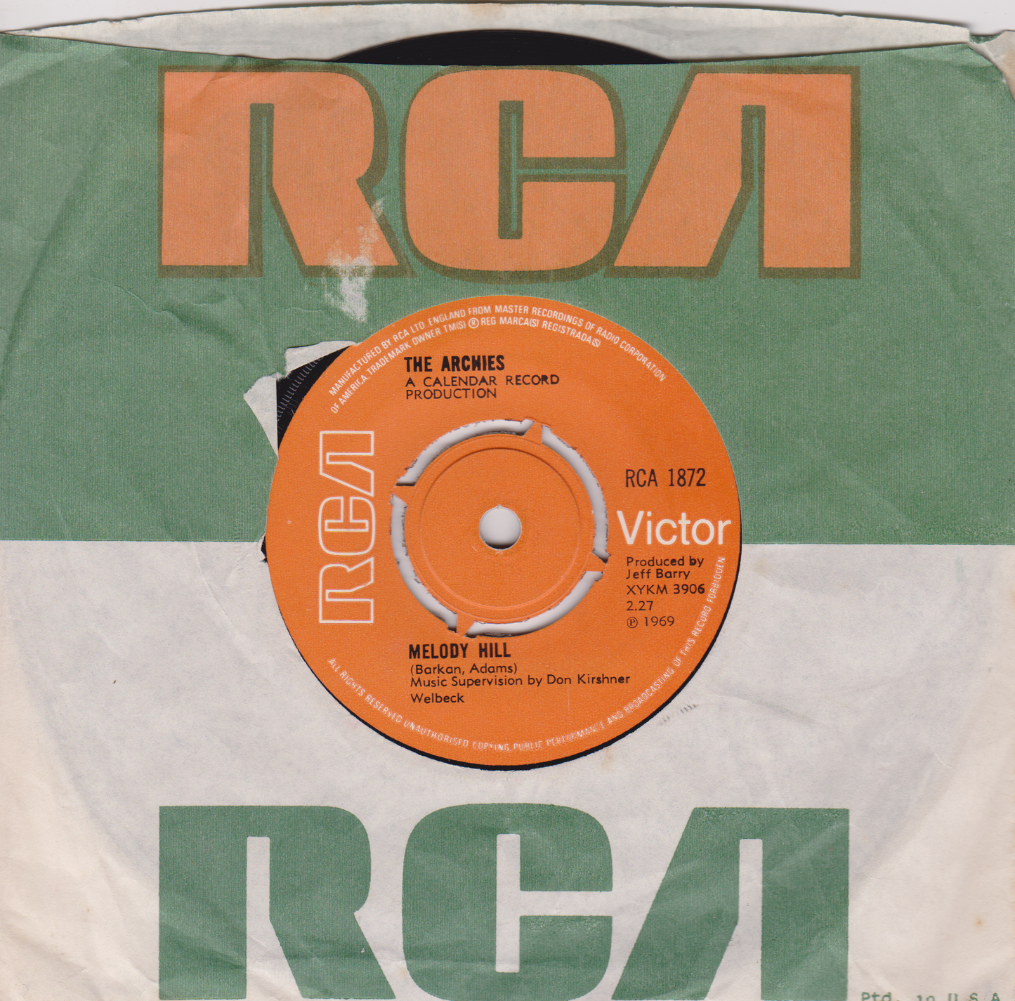 The Archies ‎– Sugar, Sugar (RCA 1969) 7" vinyl single VG/VG