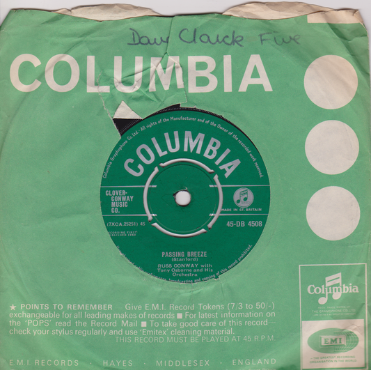Russ Conway – Passing Breeze (Columbia, 1960) 7" vinyl VG/-