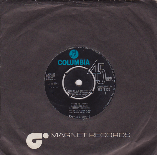 Victor Silvester and His Ballroom Orchestra – Time To Tango (Columbia 1961) 7" vinyl P/S EP VG/-