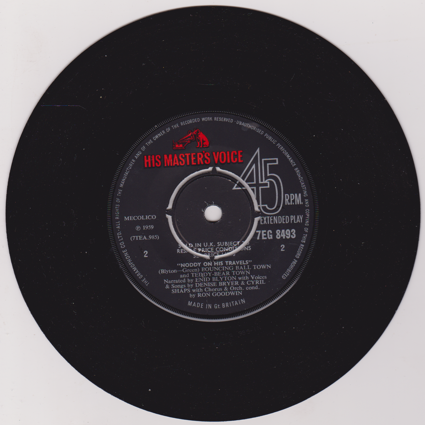 Enid Blyton ‎– Noddy On His Travels (HMV 1959) 7" vinyl P/S EP VG/VG