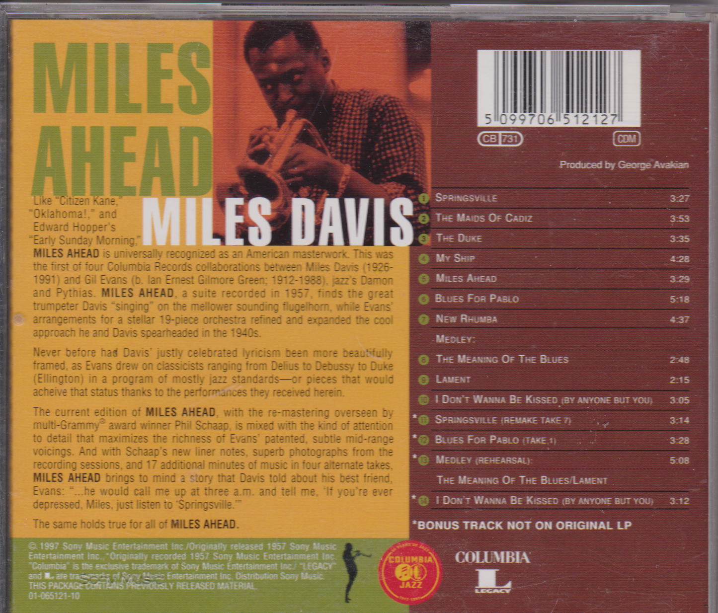 Miles Davis + 19 ‎– Miles Ahead (Columbia 1997) CD album