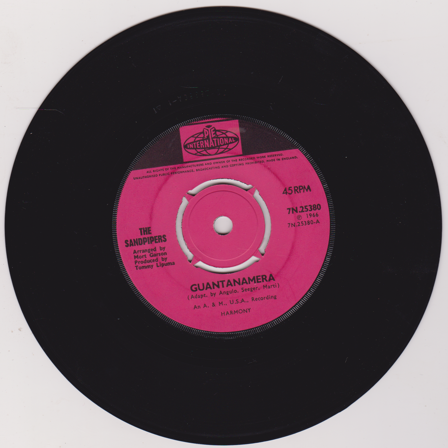 The Sandpipers - Guantanamera (Pye 1966) 7" vinyl single VG/VG