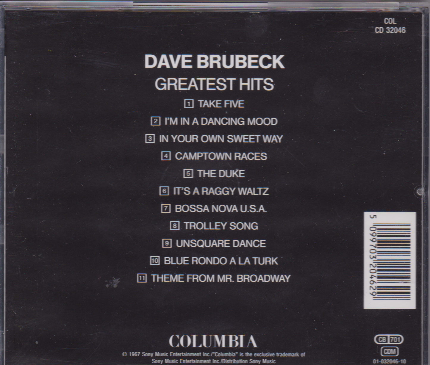 Dave Brubeck – Dave Brubeck's Greatest Hits (CBS) CD album