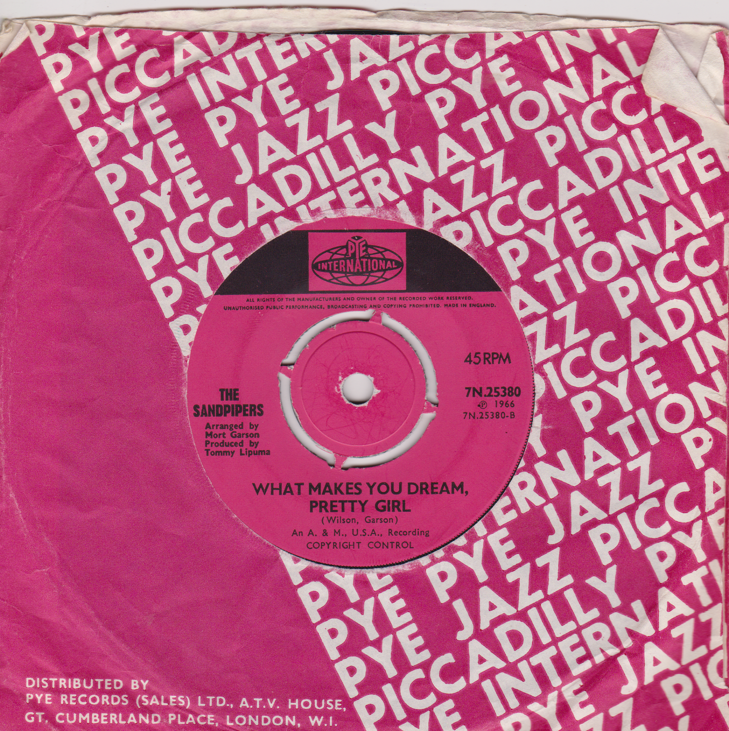 The Sandpipers - Guantanamera (Pye 1966) 7" vinyl single VG/VG