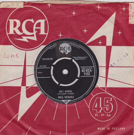 Neil Sedaka – Oh! Carol (RCA 1959) 7" vinyl single VG/-